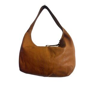Vintage 100% Cowhide Brown Leather Hobo Shoulder Round Purse Bag